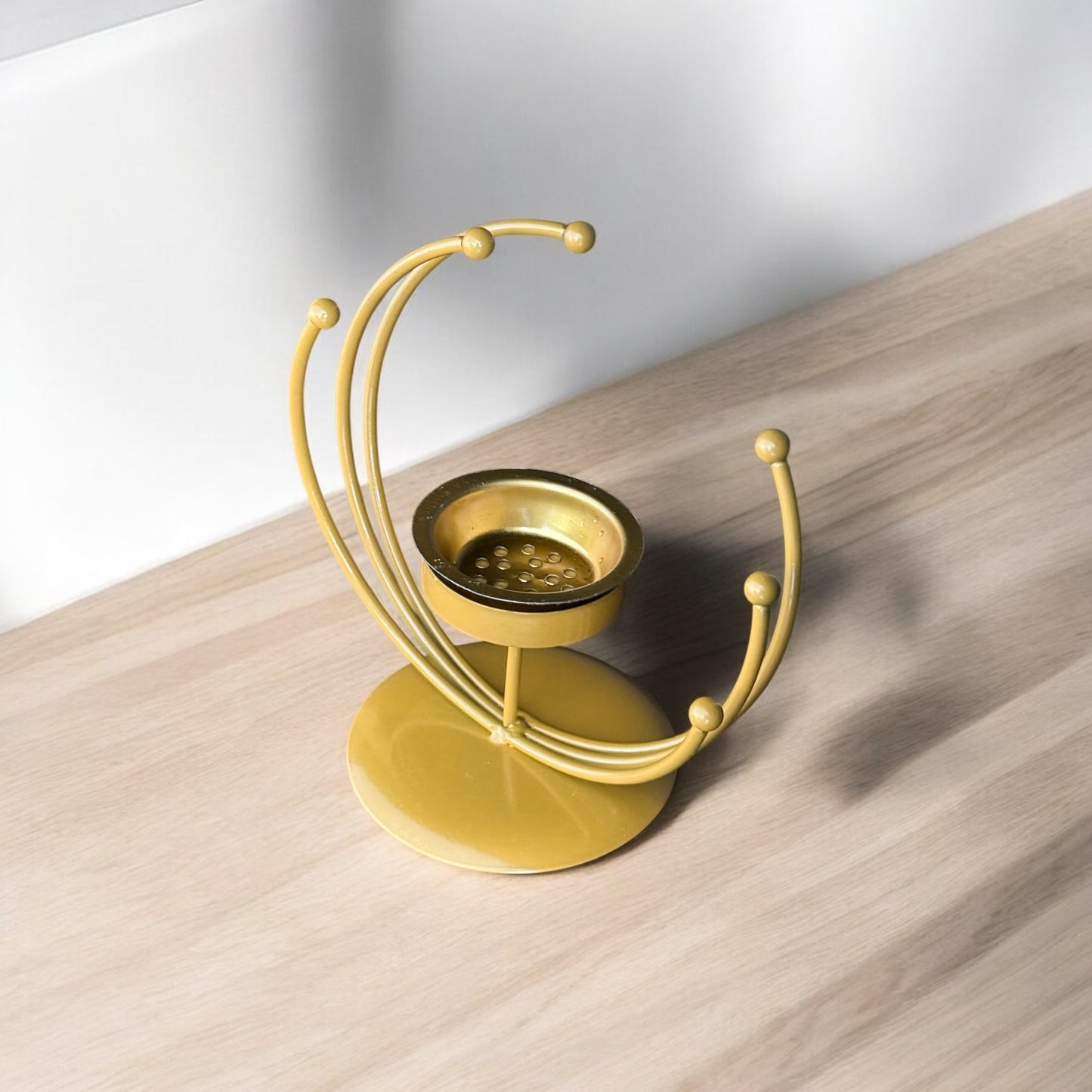 Golden Spiral Incense Burner Bakhoor or Candle Holder + FREE 10 incense cones & FREE Tong