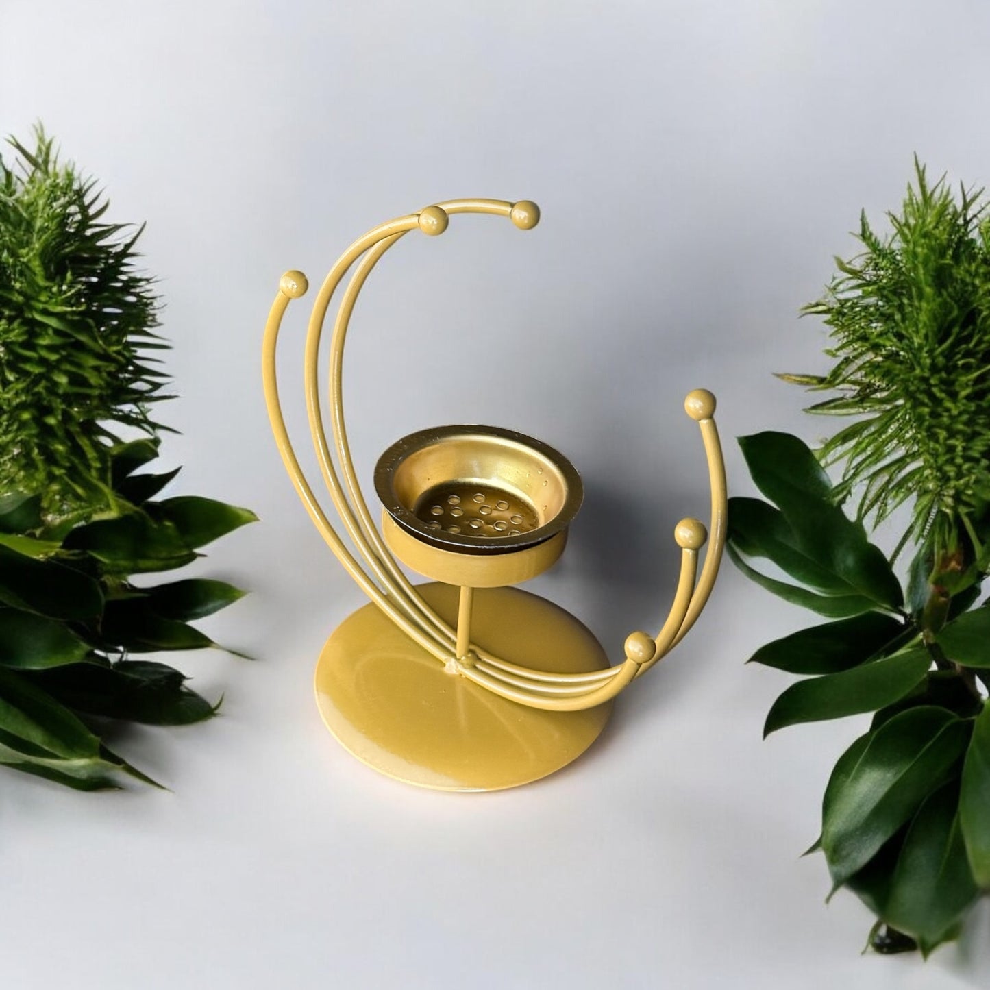 Golden Spiral Incense Burner Bakhoor or Candle Holder + FREE 10 incense cones & FREE Tong