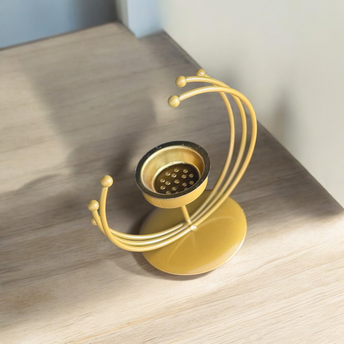 Golden Spiral Incense Burner Bakhoor or Candle Holder + FREE 10 incense cones & FREE Tong