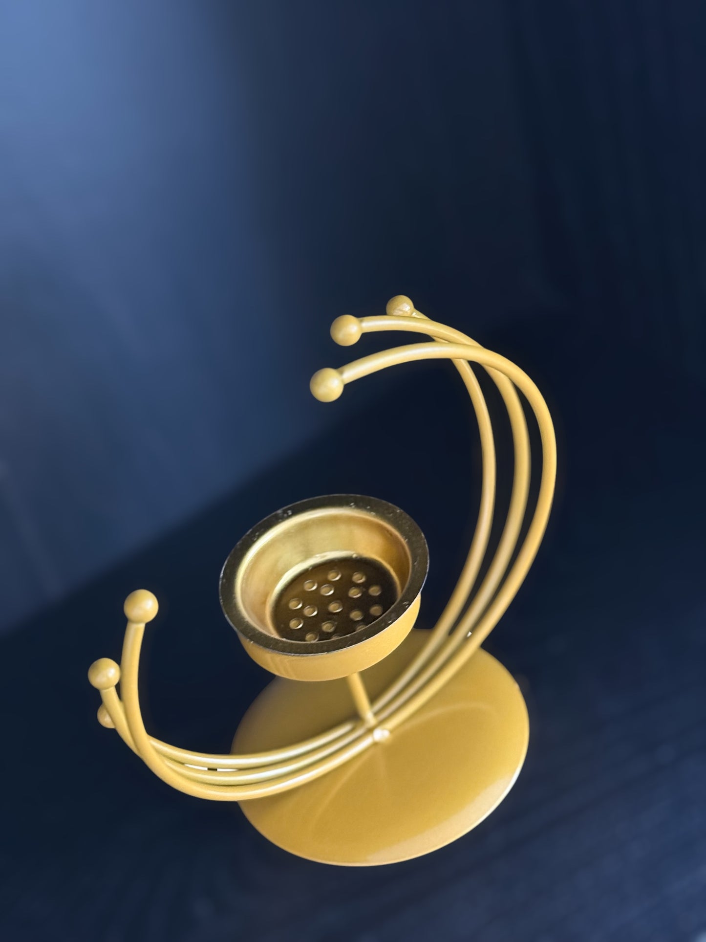 Golden Spiral Incense Burner Bakhoor or Candle Holder + FREE 10 incense cones & FREE Tong