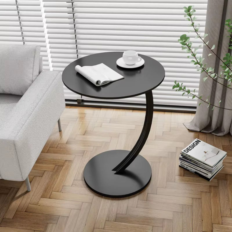 Black Modern C-Shaped Side Table - Sofa Laptop Desk for Small Spaces Living Room End Table