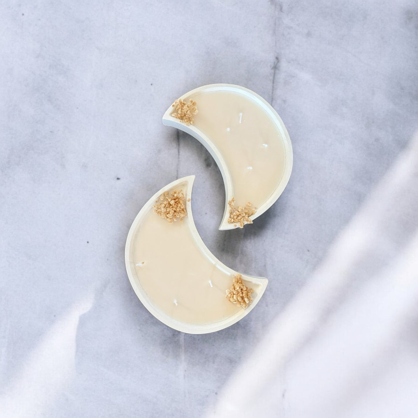 Crescent Moon Candle Concrete Handmade - Islamic Ramadan Eid Decor Beige Grey White Floral Gold Islam Arabic Home Decor