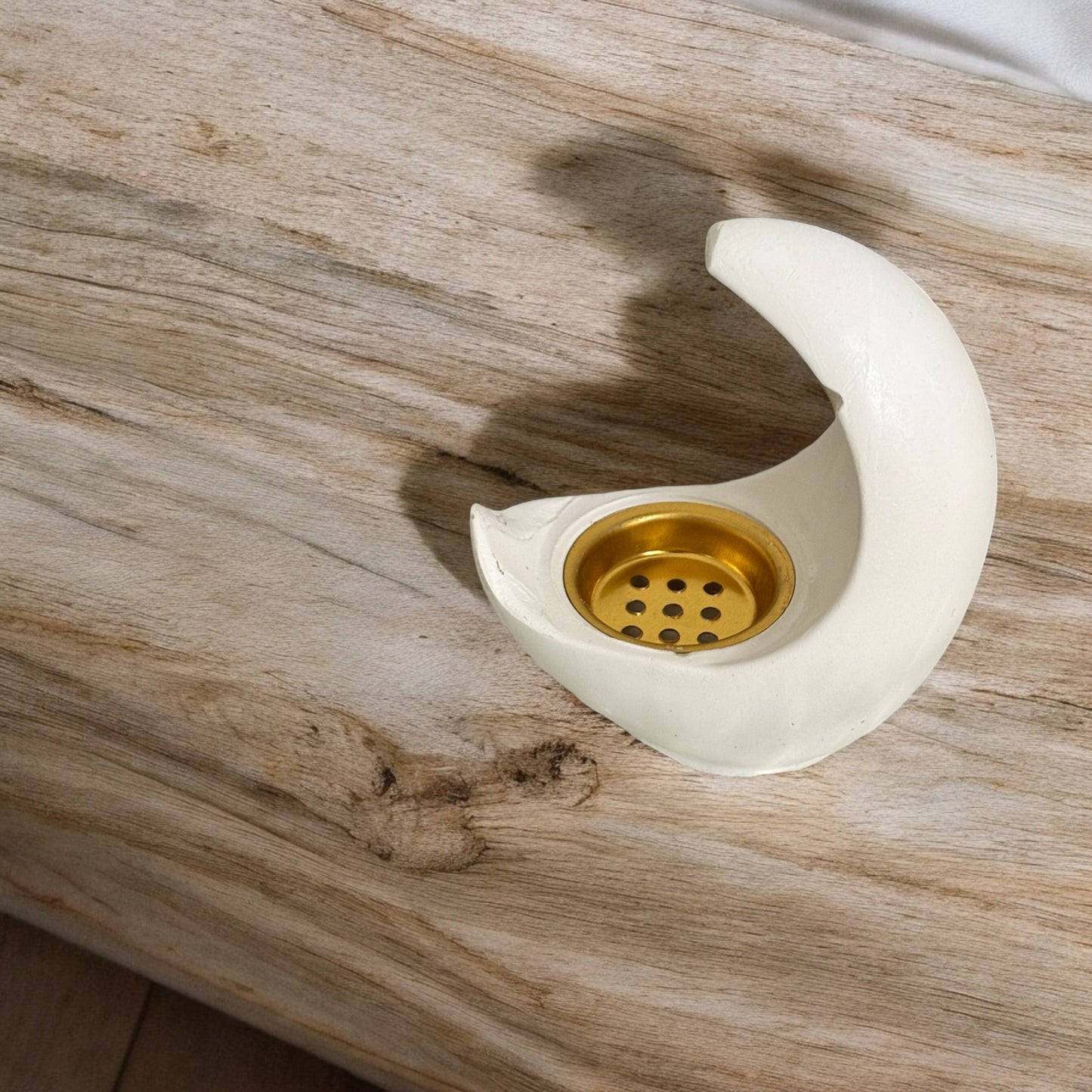Crescent Moon Incense Burner Bakhoor - Handmade Concrete + FREE 10 incense cones & FREE Tong