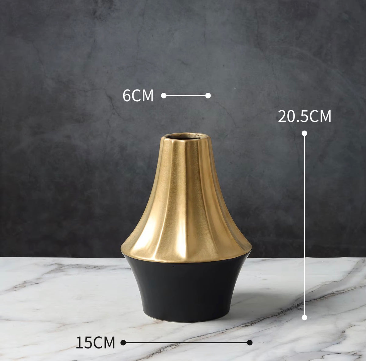 Black & Gold Electroplated Ceramic Vase Set of 2 | Luxury Modern Decorative Vases