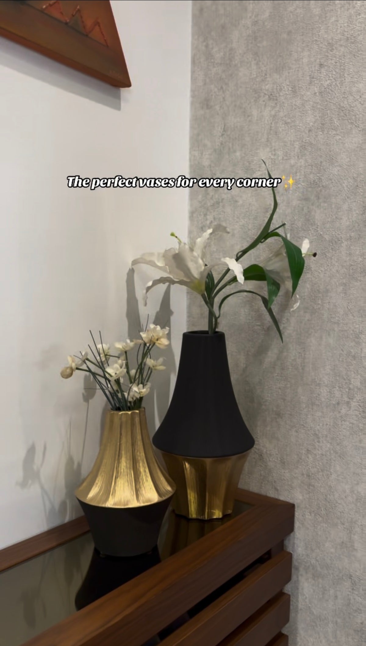 Black & Gold Electroplated Ceramic Vase Set of 2 | Luxury Modern Decorative Vases