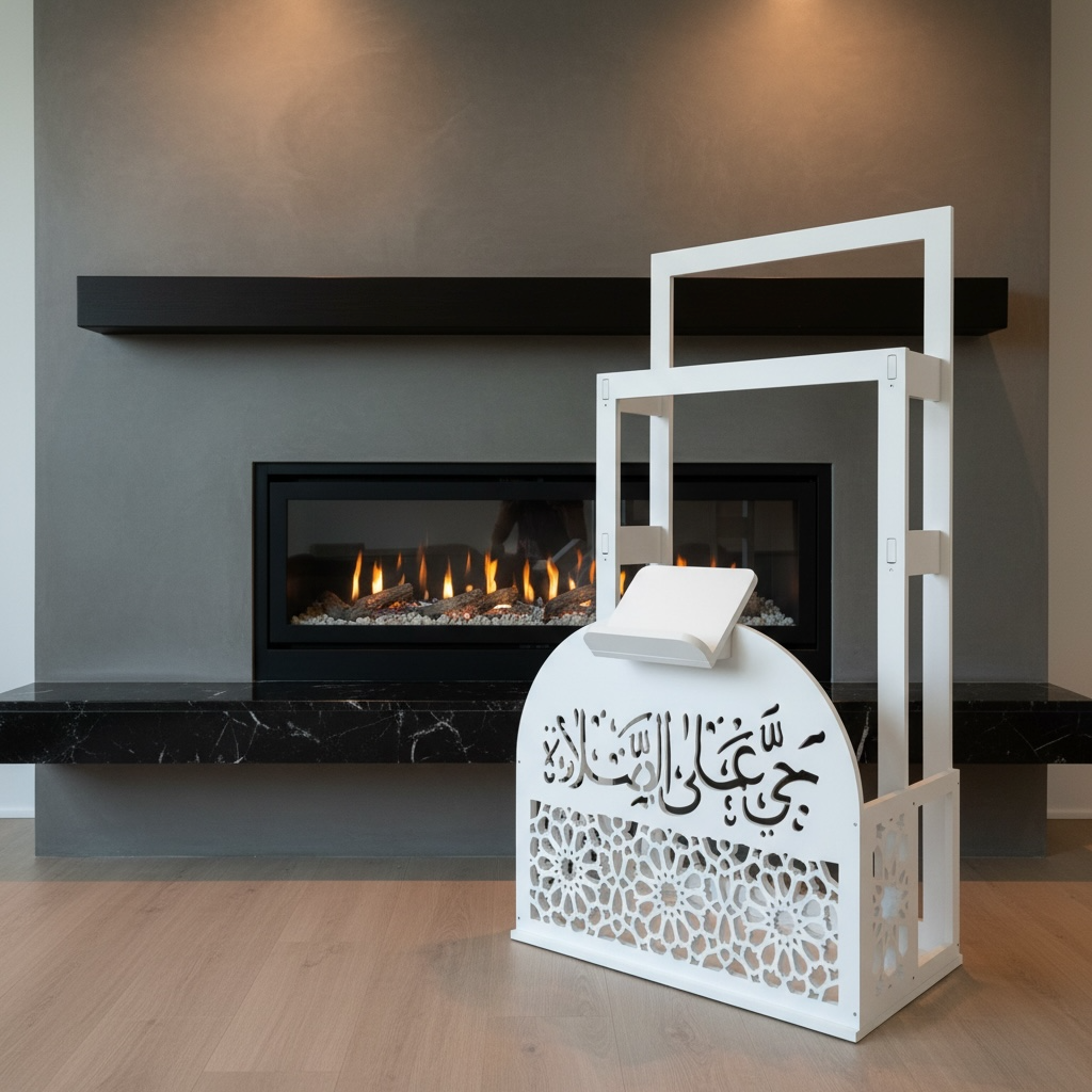 Prayer Mat Stand Wooden White Islamic Prayer Rug Quraan Holder Shelves