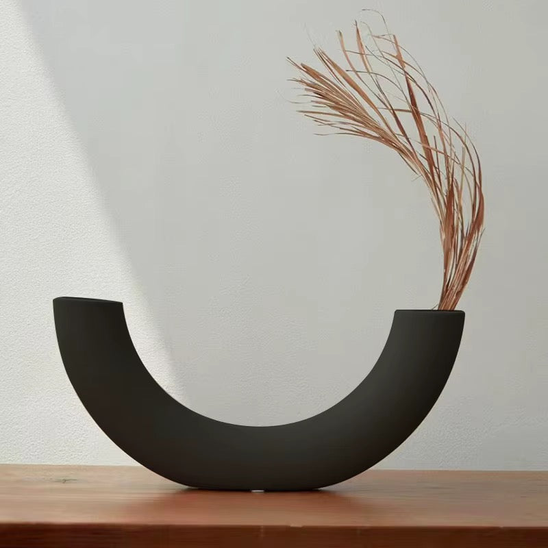 Black Sculptural Vase Set of 4 – Modern Decorative Vases for Home