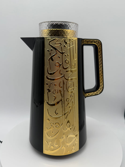 Luxury Black & Gold Arabic Calligraphy Thermos – 1L Insulated Coffee & Tea Flask Ramadan & Eid Decor