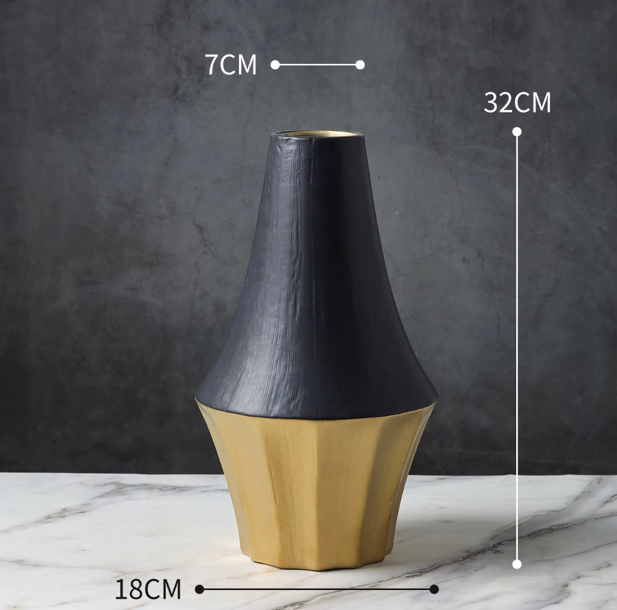 Black & Gold Electroplated Ceramic Vase Set of 2 | Luxury Modern Decorative Vases