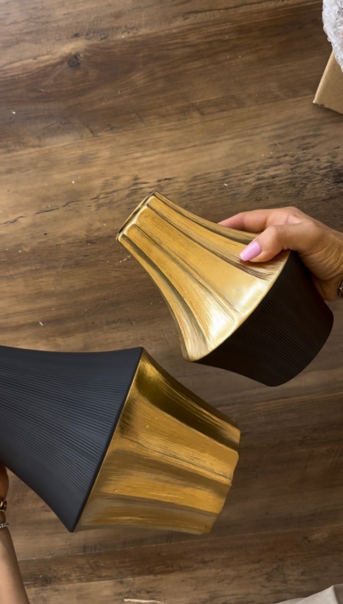Black & Gold Electroplated Ceramic Vase Set of 2 | Luxury Modern Decorative Vases
