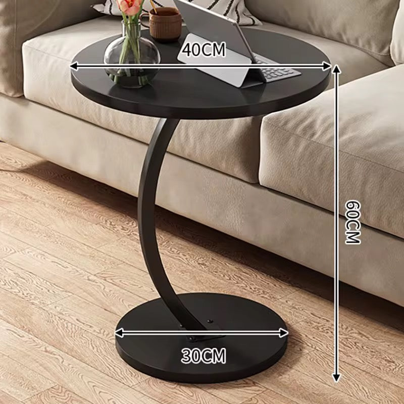 Black Modern C-Shaped Side Table - Sofa Laptop Desk for Small Spaces Living Room End Table