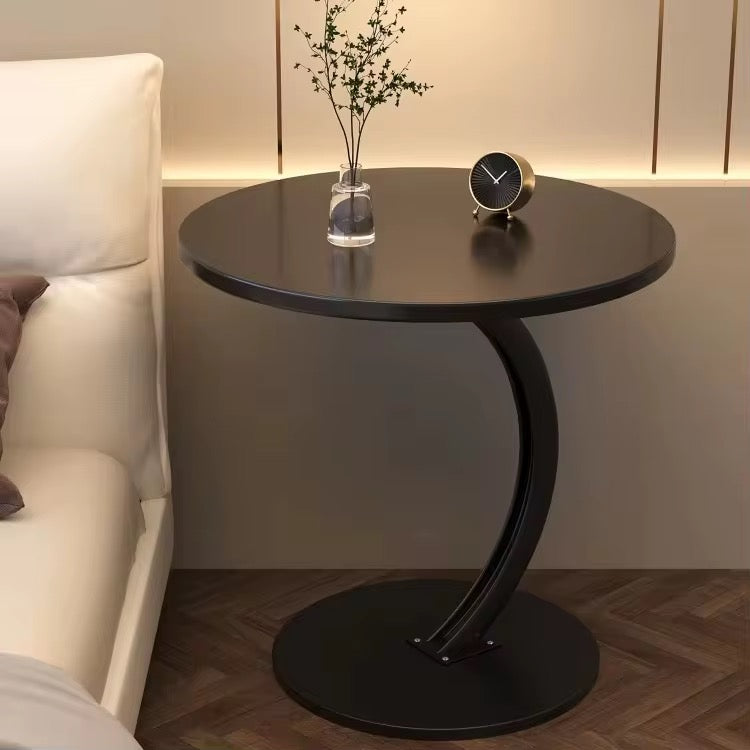 Black Modern C-Shaped Side Table - Sofa Laptop Desk for Small Spaces Living Room End Table